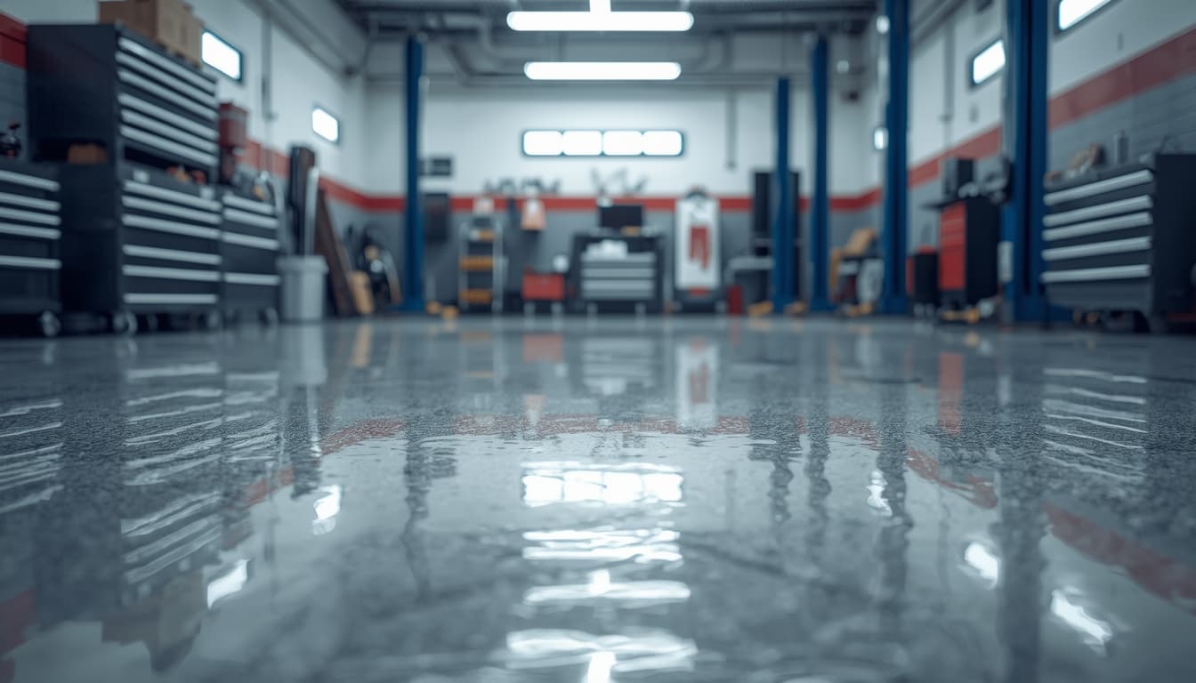 Pulizia e sgrassaggio pavimenti industriali di officine meccaniche e carrozzerie per la sicurezza degli operatori